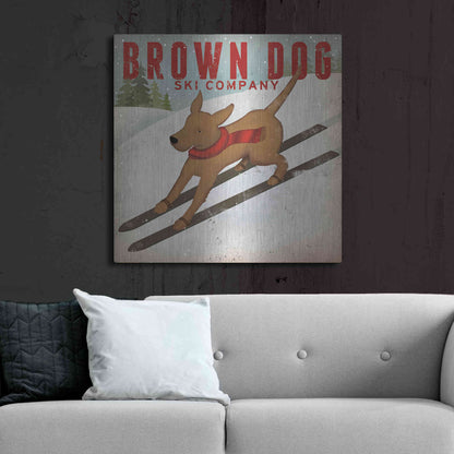 Luxe Metal Art 'Brown Dog Ski Co' by Ryan Fowler, Metal Wall Art,36x36