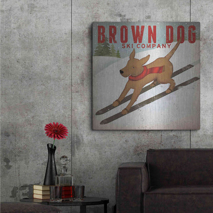 Luxe Metal Art 'Brown Dog Ski Co' by Ryan Fowler, Metal Wall Art,36x36