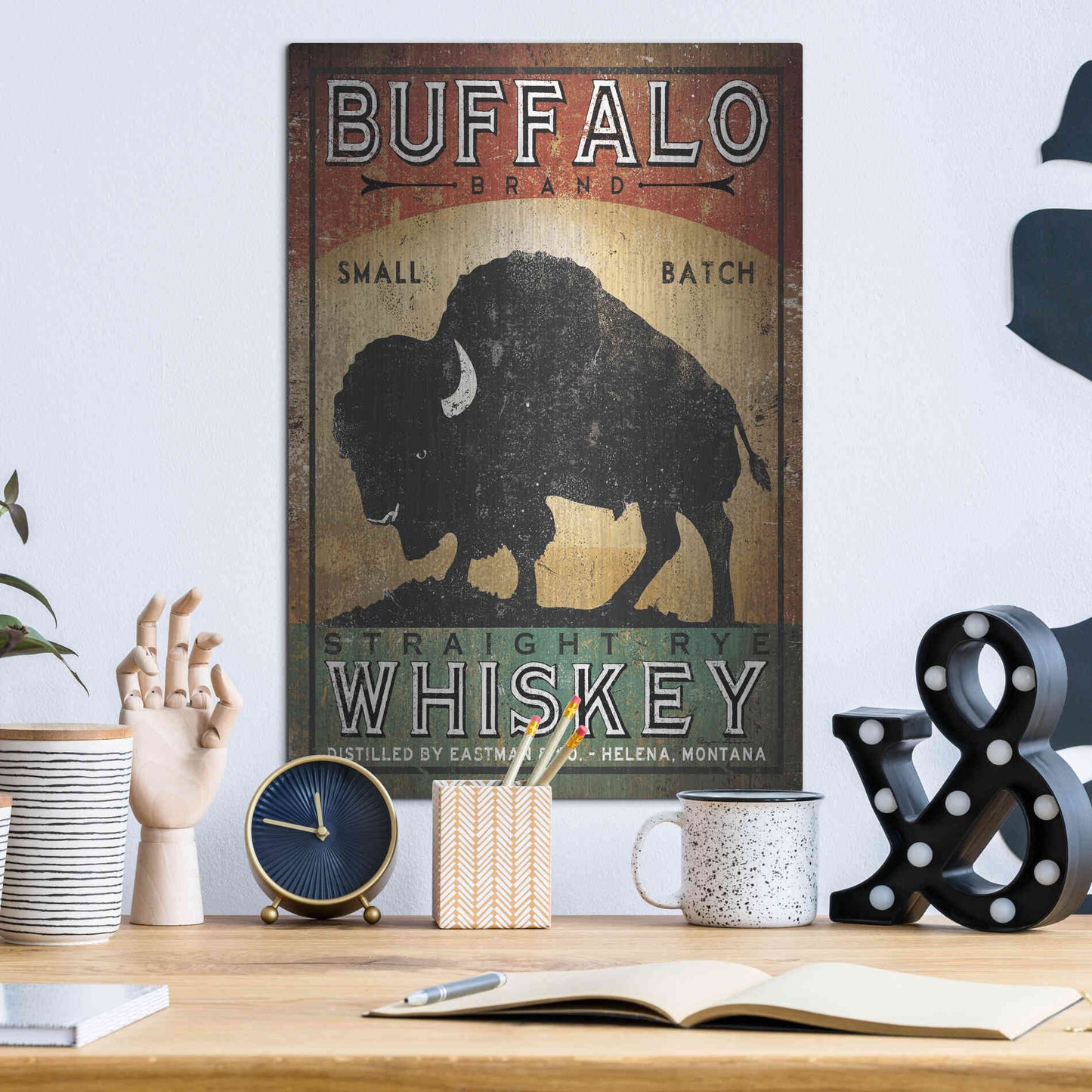 Luxe Metal Art 'Buffalo Whiskey' by Ryan Fowler, Metal Wall Art,12x16