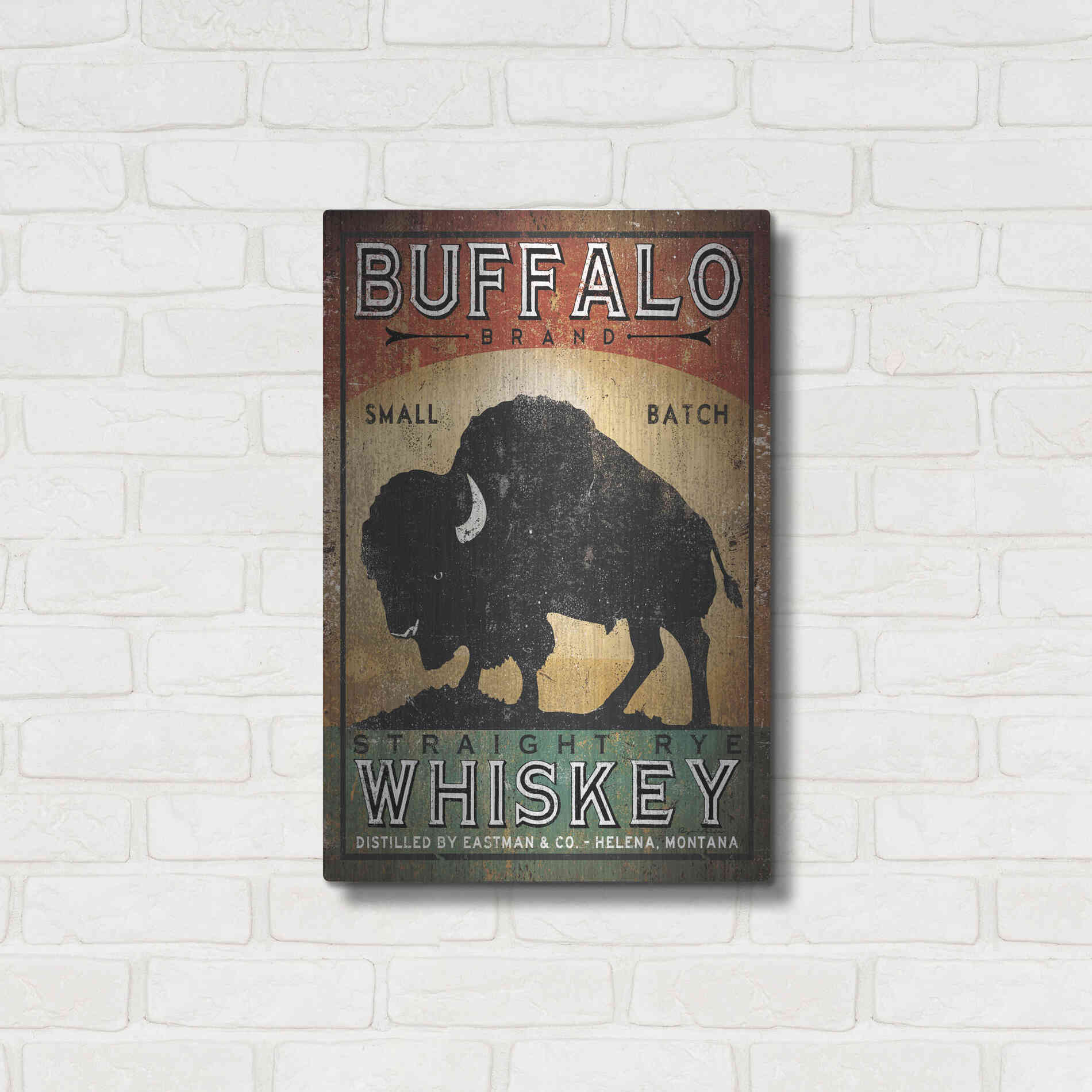 Luxe Metal Art 'Buffalo Whiskey' by Ryan Fowler, Metal Wall Art,16x24