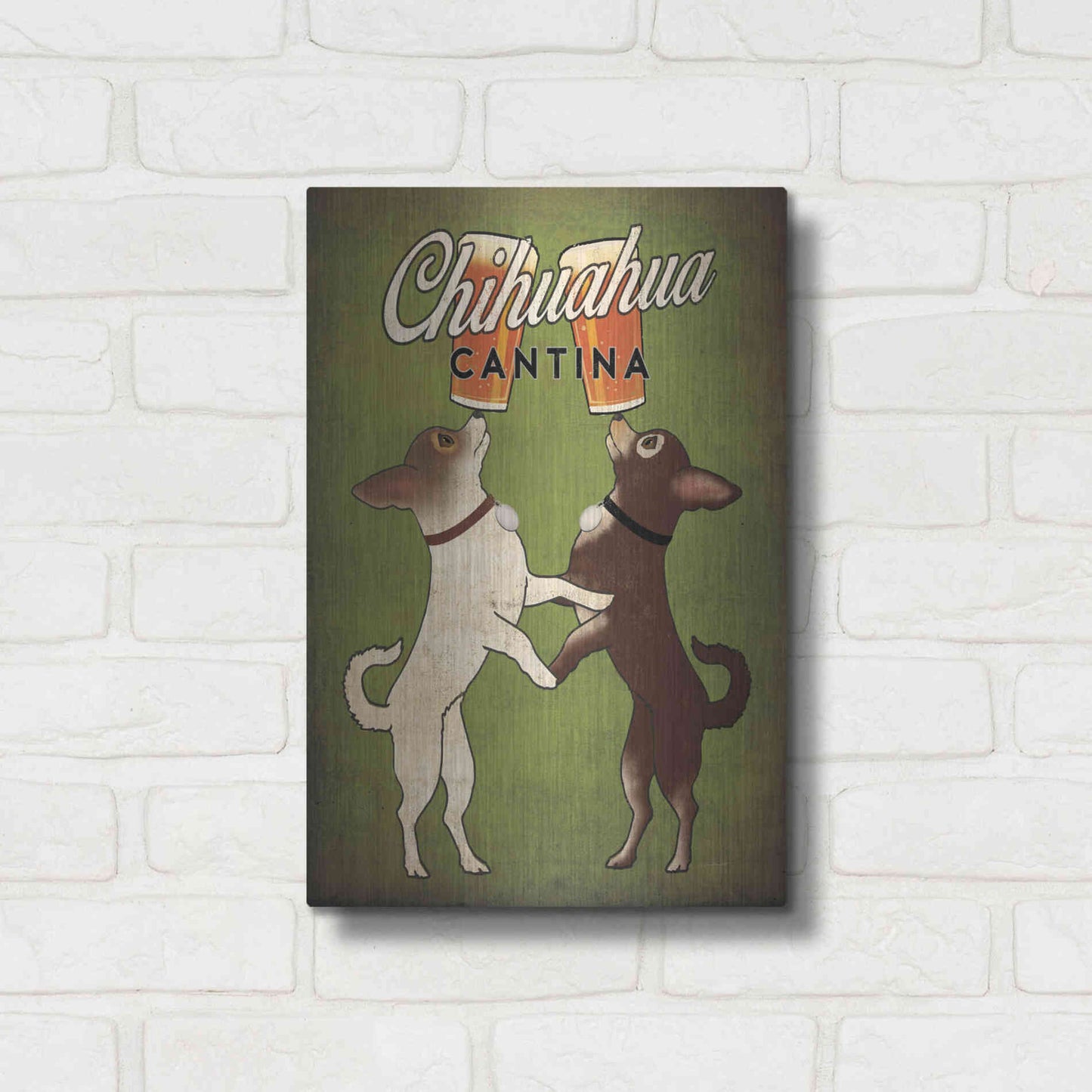 Luxe Metal Art 'Double Chihuahua v2' by Ryan Fowler, Metal Wall Art,12x16