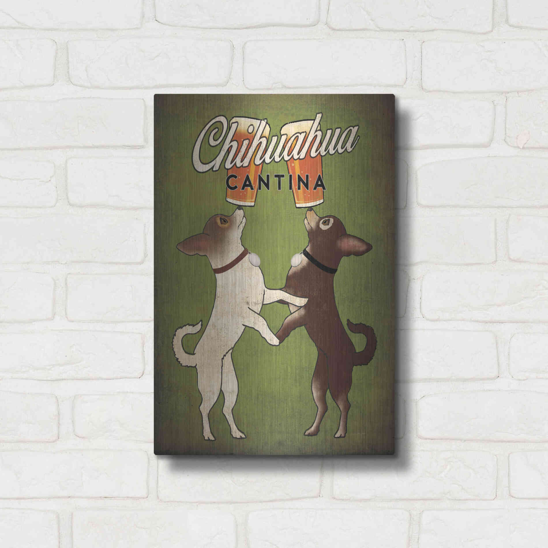 Luxe Metal Art 'Double Chihuahua v2' by Ryan Fowler, Metal Wall Art,12x16