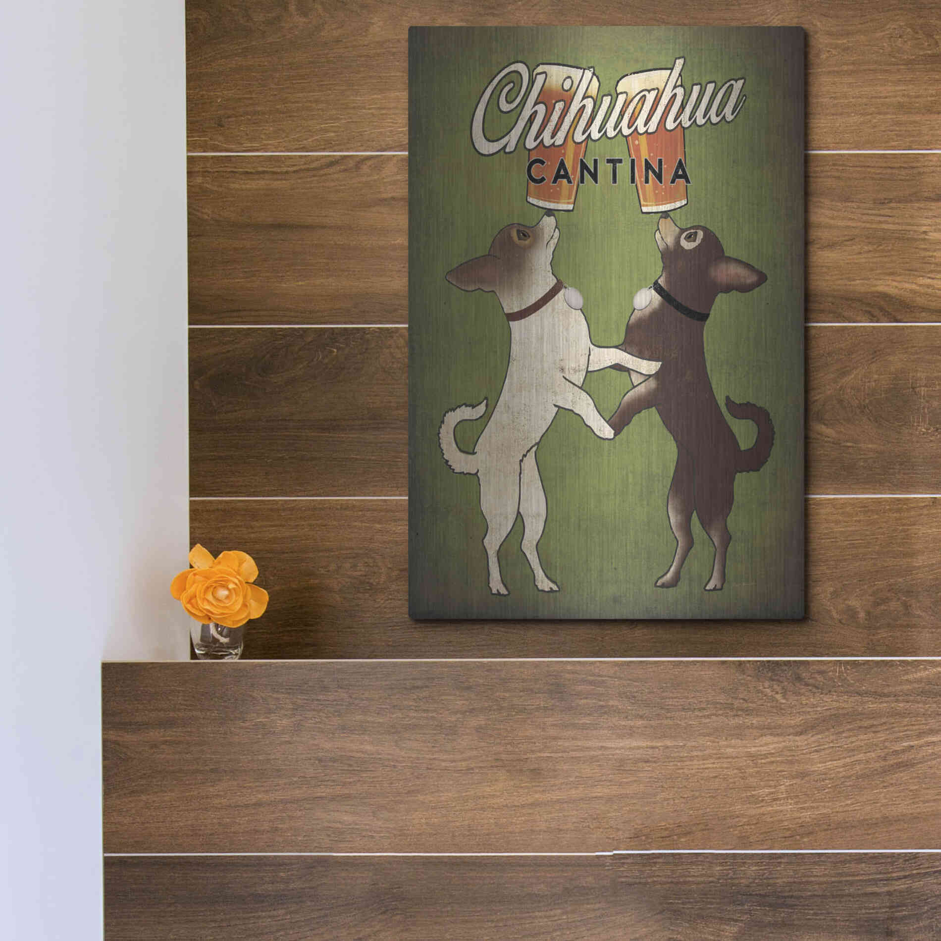 Luxe Metal Art 'Double Chihuahua v2' by Ryan Fowler, Metal Wall Art,12x16