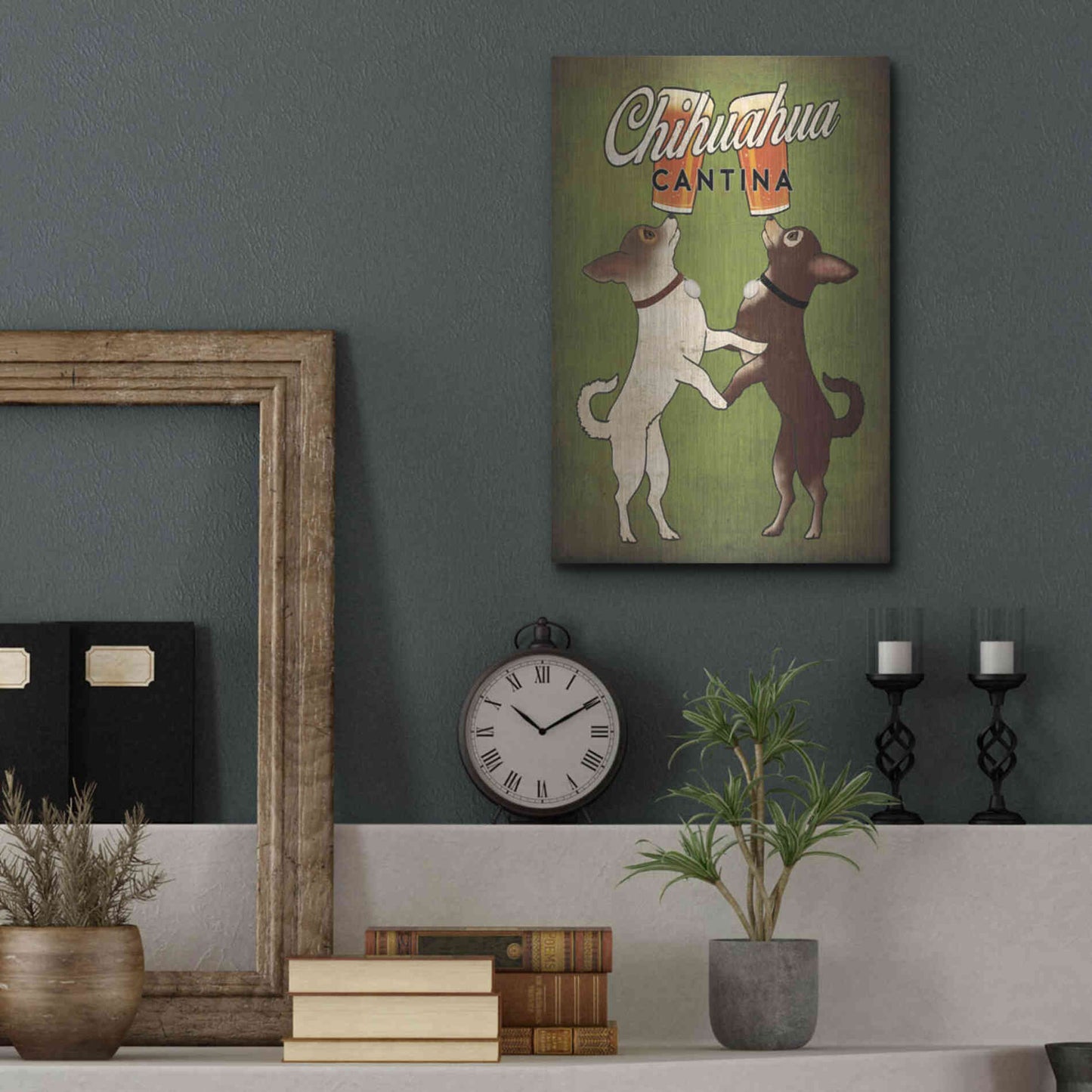 Luxe Metal Art 'Double Chihuahua v2' by Ryan Fowler, Metal Wall Art,12x16