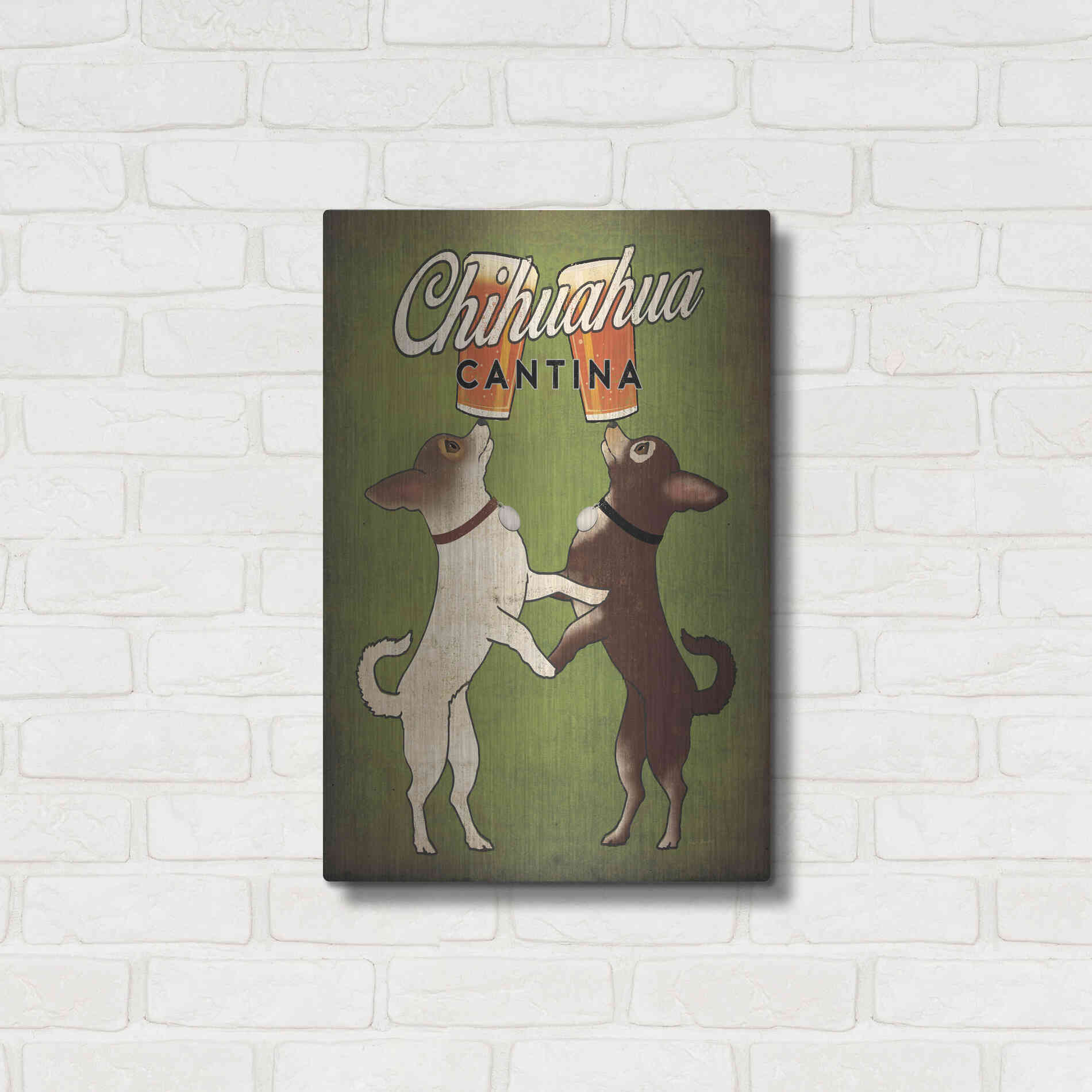 Luxe Metal Art 'Double Chihuahua v2' by Ryan Fowler, Metal Wall Art,16x24