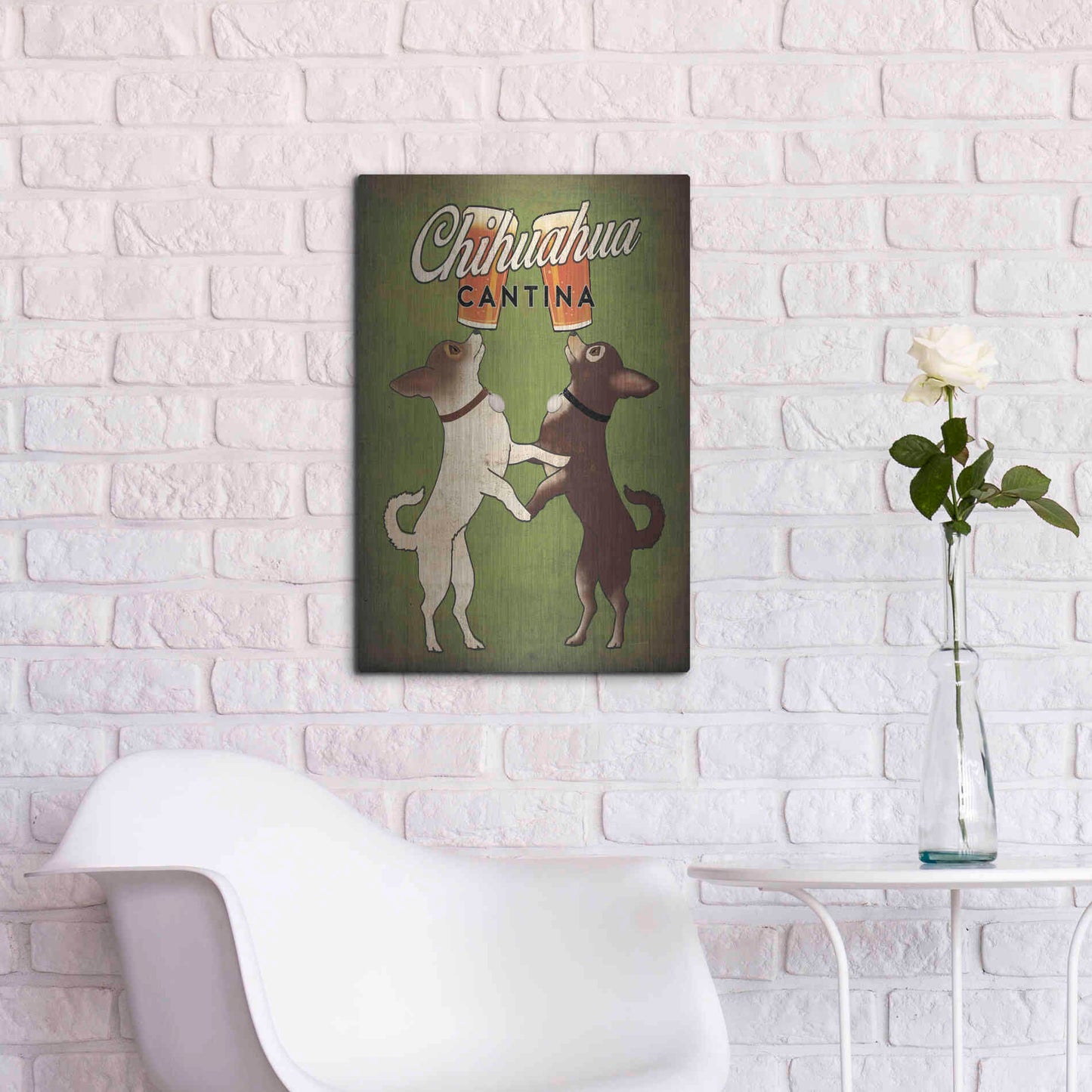 Luxe Metal Art 'Double Chihuahua v2' by Ryan Fowler, Metal Wall Art,16x24