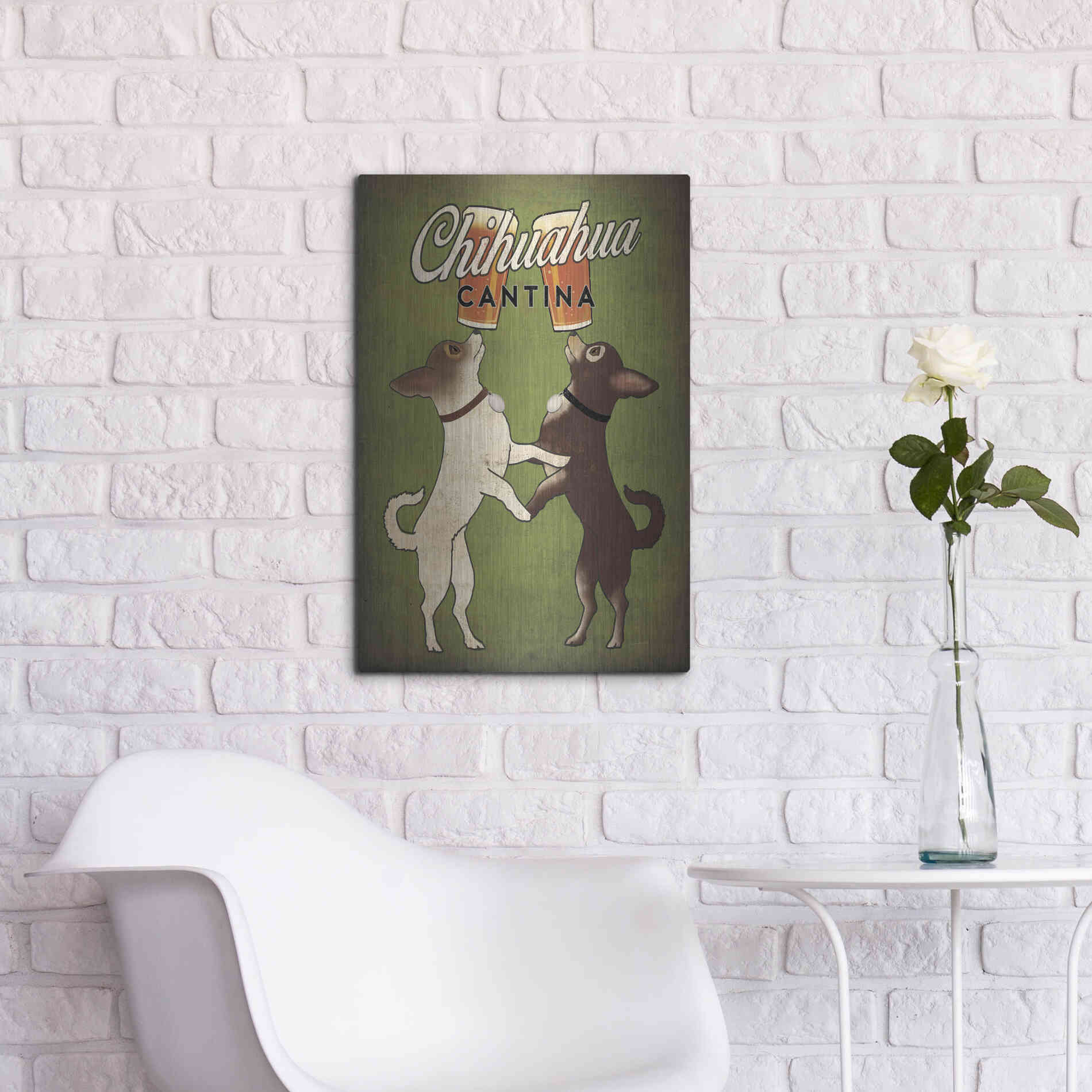 Luxe Metal Art 'Double Chihuahua v2' by Ryan Fowler, Metal Wall Art,16x24