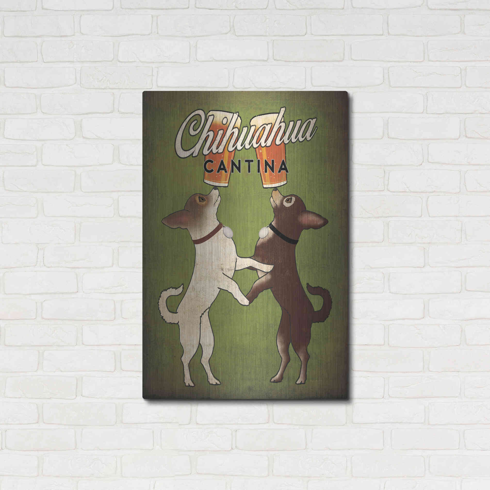 Luxe Metal Art 'Double Chihuahua v2' by Ryan Fowler, Metal Wall Art,24x36