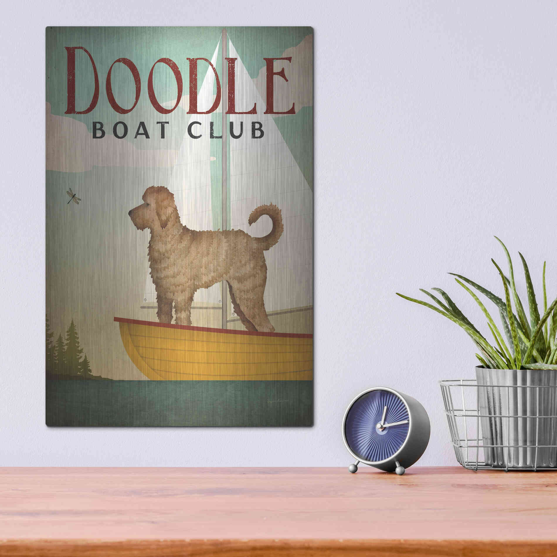 Luxe Metal Art 'Doodle Sail' by Ryan Fowler, Metal Wall Art,12x16