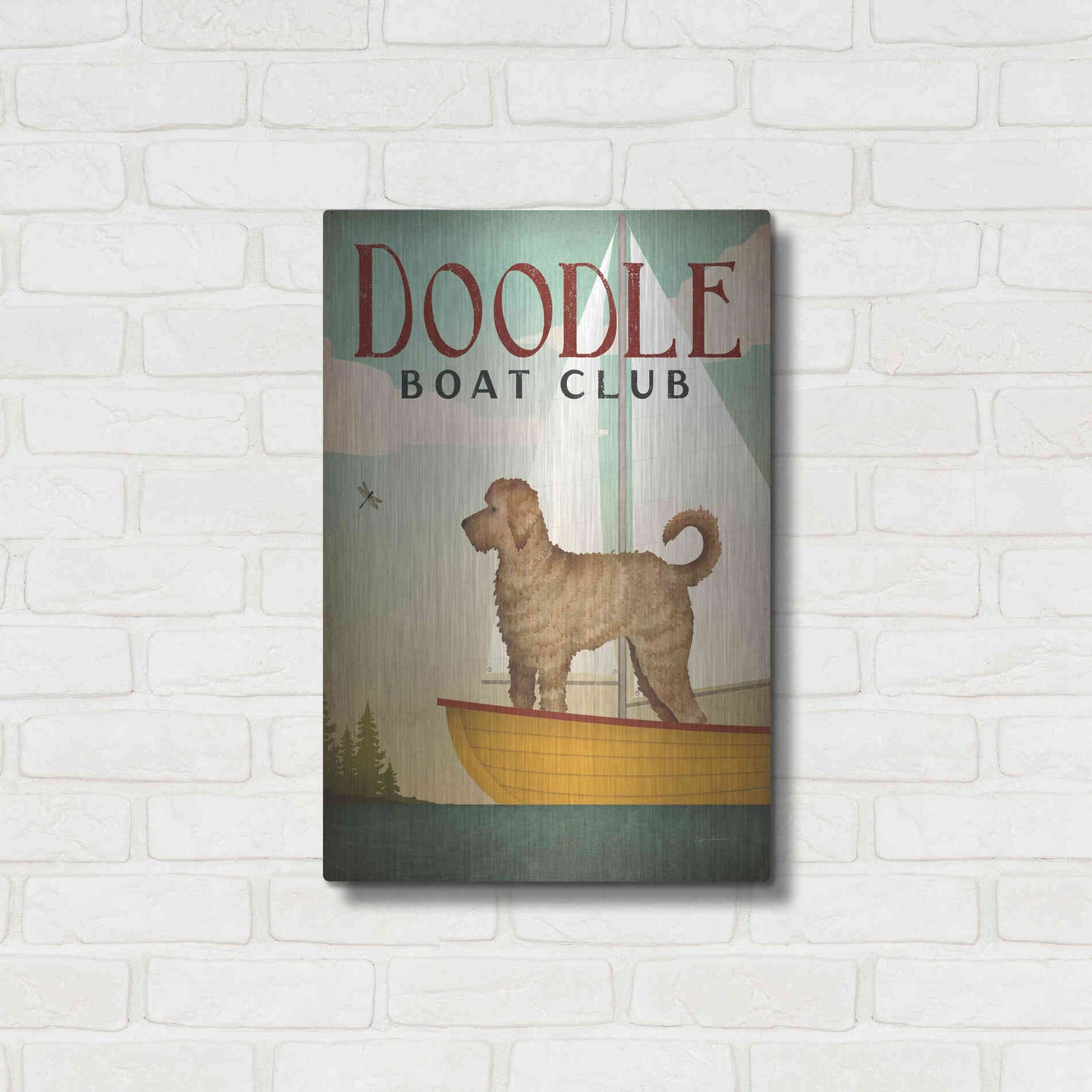 Luxe Metal Art 'Doodle Sail' by Ryan Fowler, Metal Wall Art,16x24
