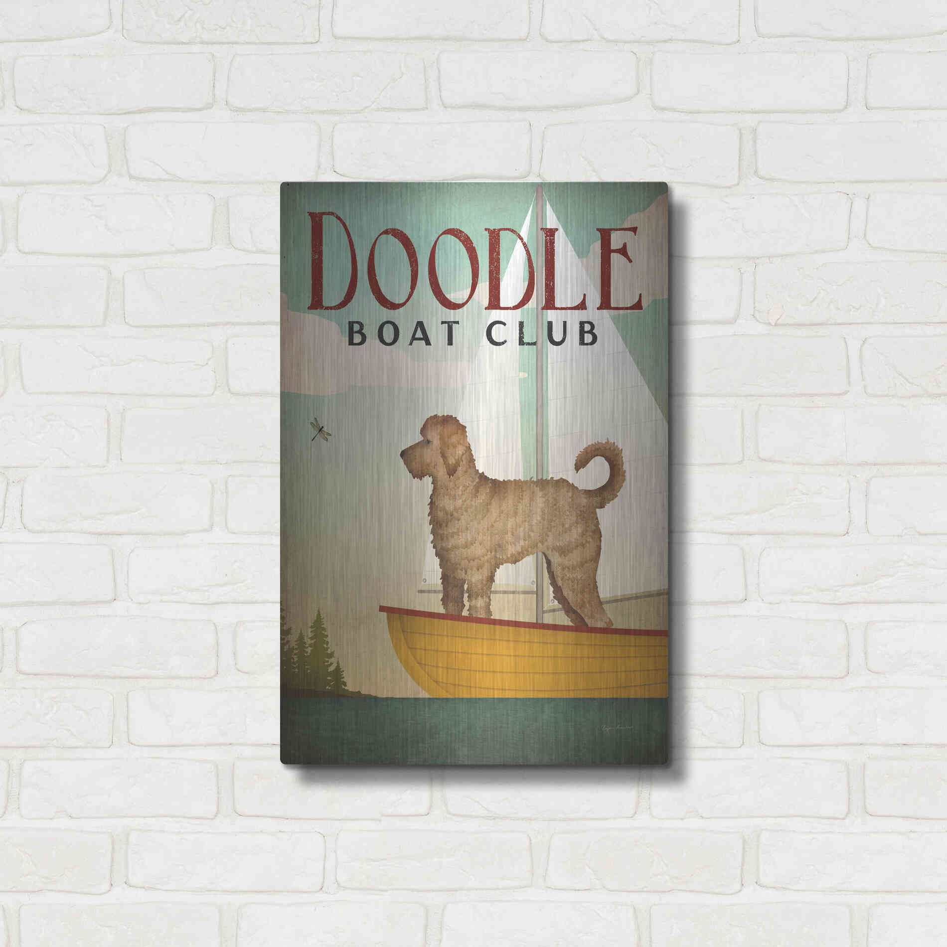 Luxe Metal Art 'Doodle Sail' by Ryan Fowler, Metal Wall Art,16x24