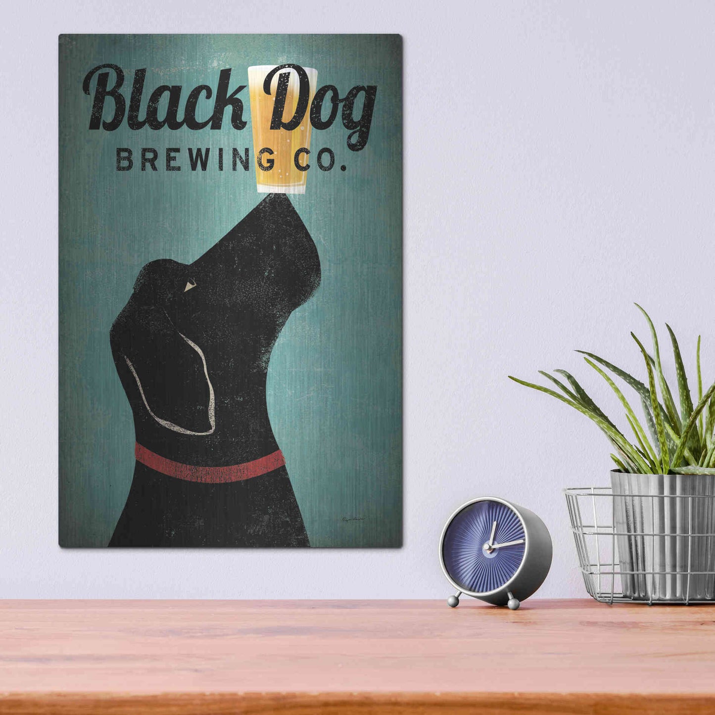 Luxe Metal Art 'Black Dog Brewing Co v2' by Ryan Fowler, Metal Wall Art,12x16