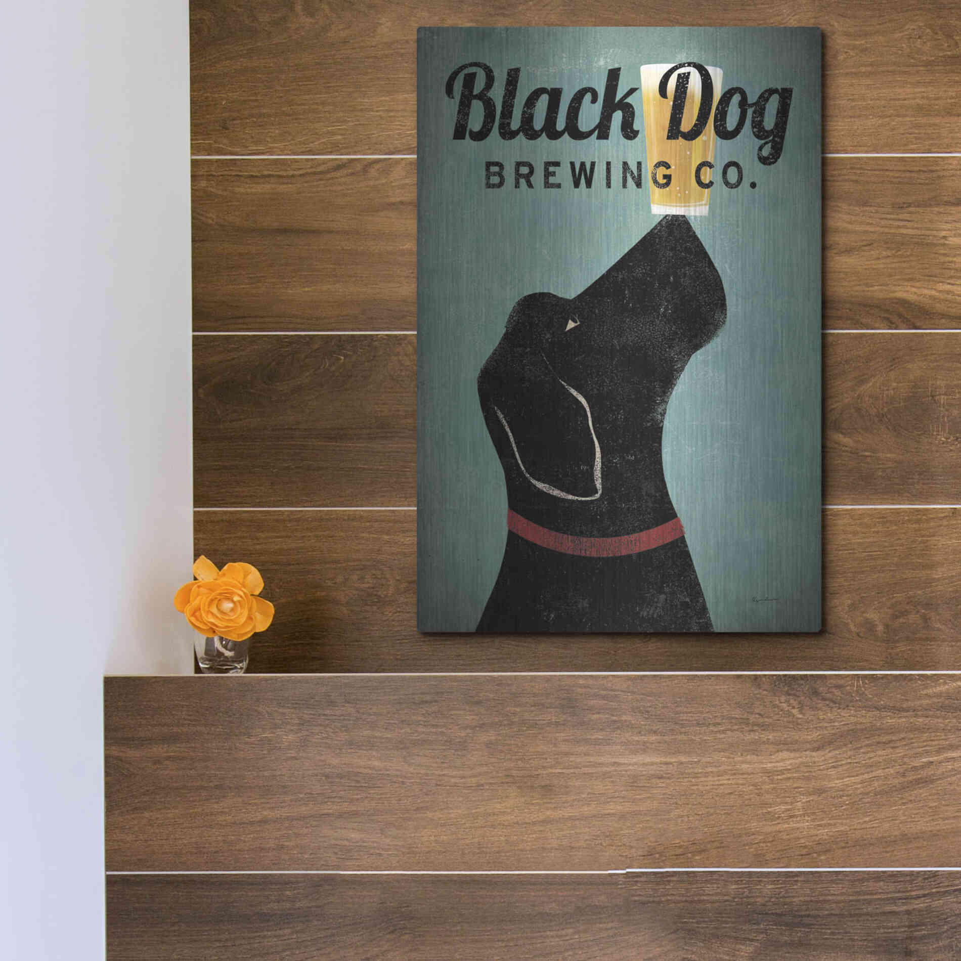 Luxe Metal Art 'Black Dog Brewing Co v2' by Ryan Fowler, Metal Wall Art,12x16