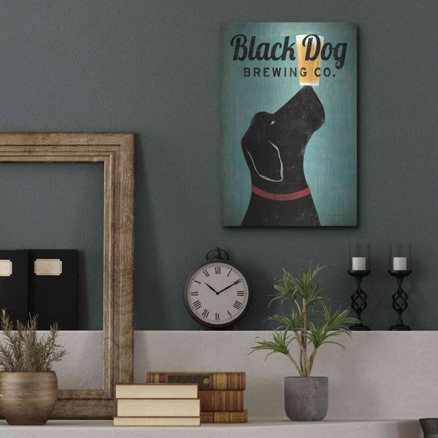 Luxe Metal Art 'Black Dog Brewing Co v2' by Ryan Fowler, Metal Wall Art,12x16