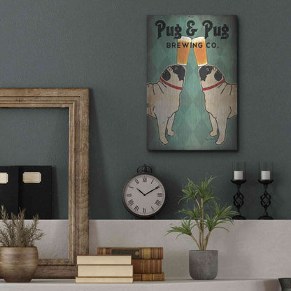Luxe Metal Art 'Pug and Pug Brewing' by Ryan Fowler, Metal Wall Art,12x16