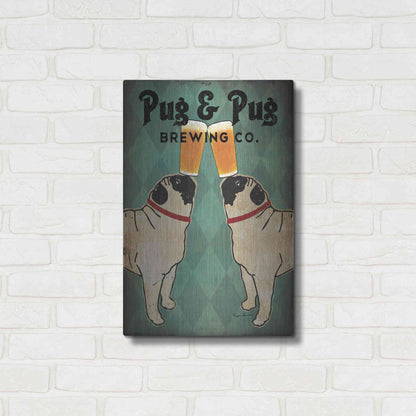 Luxe Metal Art 'Pug and Pug Brewing' by Ryan Fowler, Metal Wall Art,16x24