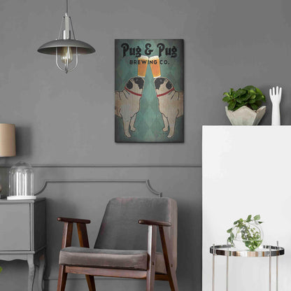 Luxe Metal Art 'Pug and Pug Brewing' by Ryan Fowler, Metal Wall Art,16x24