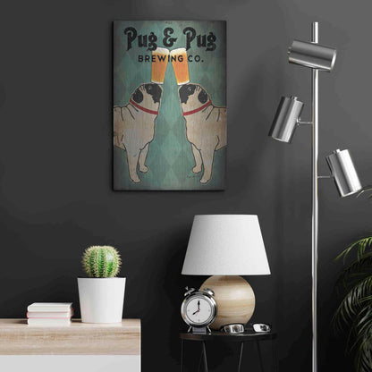 Luxe Metal Art 'Pug and Pug Brewing' by Ryan Fowler, Metal Wall Art,16x24