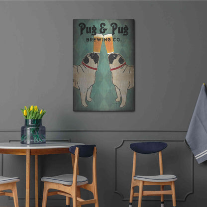 Luxe Metal Art 'Pug and Pug Brewing' by Ryan Fowler, Metal Wall Art,24x36