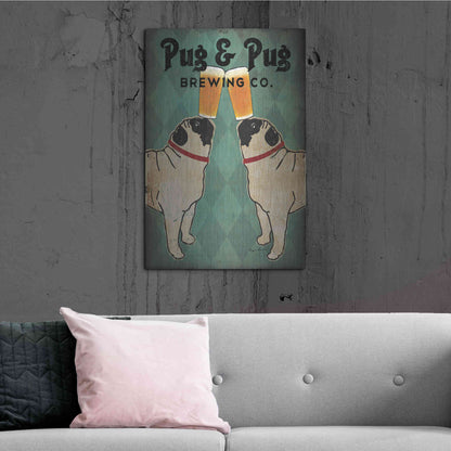 Luxe Metal Art 'Pug and Pug Brewing' by Ryan Fowler, Metal Wall Art,24x36