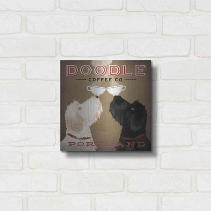 Luxe Metal Art 'Doodle Coffee Double IV Portland' by Ryan Fowler, Metal Wall Art,12x12