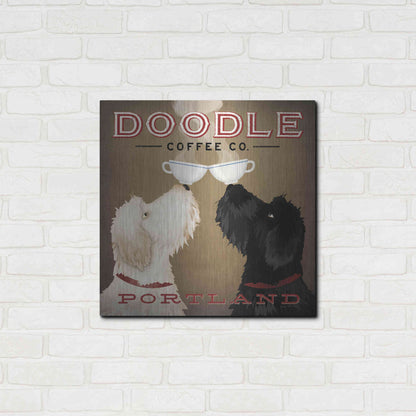 Luxe Metal Art 'Doodle Coffee Double IV Portland' by Ryan Fowler, Metal Wall Art,24x24