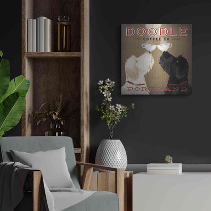 Luxe Metal Art 'Doodle Coffee Double IV Portland' by Ryan Fowler, Metal Wall Art,24x24