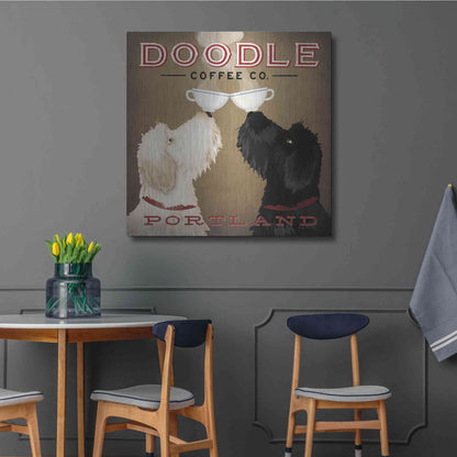 Luxe Metal Art 'Doodle Coffee Double IV Portland' by Ryan Fowler, Metal Wall Art,36x36