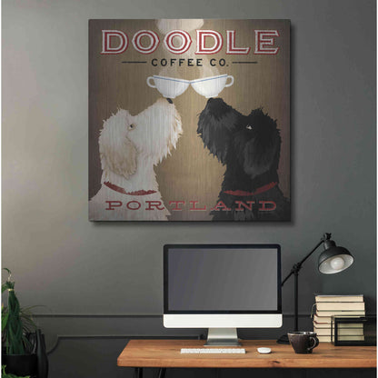 Luxe Metal Art 'Doodle Coffee Double IV Portland' by Ryan Fowler, Metal Wall Art,36x36