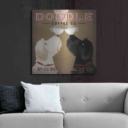 Luxe Metal Art 'Doodle Coffee Double IV Portland' by Ryan Fowler, Metal Wall Art,36x36