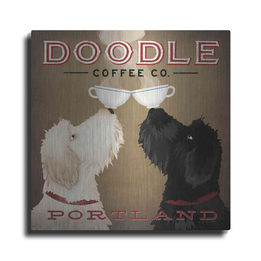 Luxe Metal Art 'Doodle Coffee Double IV Portland' by Ryan Fowler, Metal Wall Art