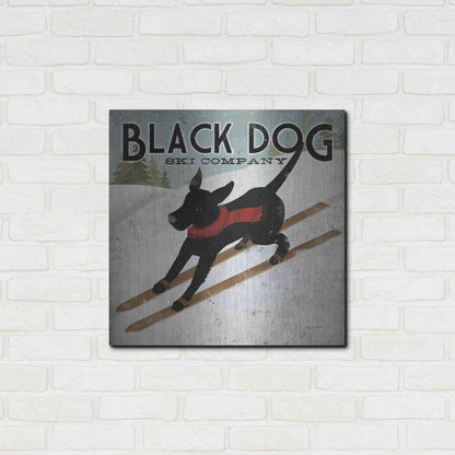 Luxe Metal Art 'Black Dog Ski' by Ryan Fowler, Metal Wall Art,24x24