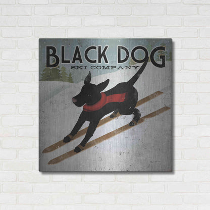 Luxe Metal Art 'Black Dog Ski' by Ryan Fowler, Metal Wall Art,36x36