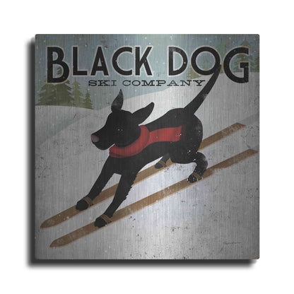 Luxe Metal Art 'Black Dog Ski' by Ryan Fowler, Metal Wall Art