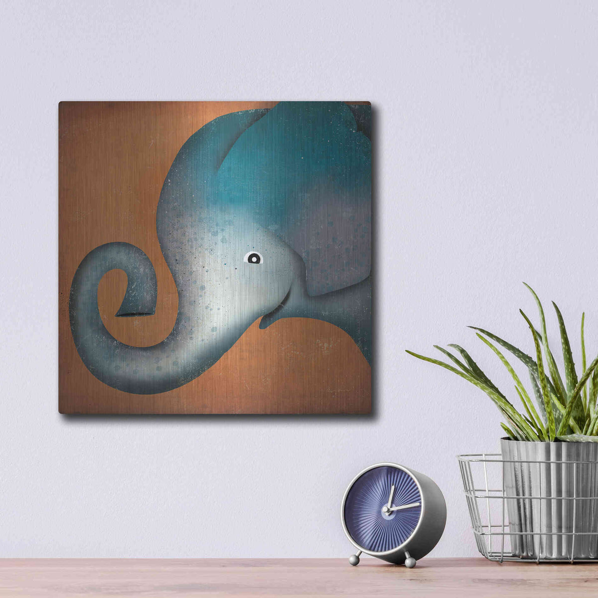 Luxe Metal Art 'Elephant Wow' by Ryan Fowler, Metal Wall Art,12x12