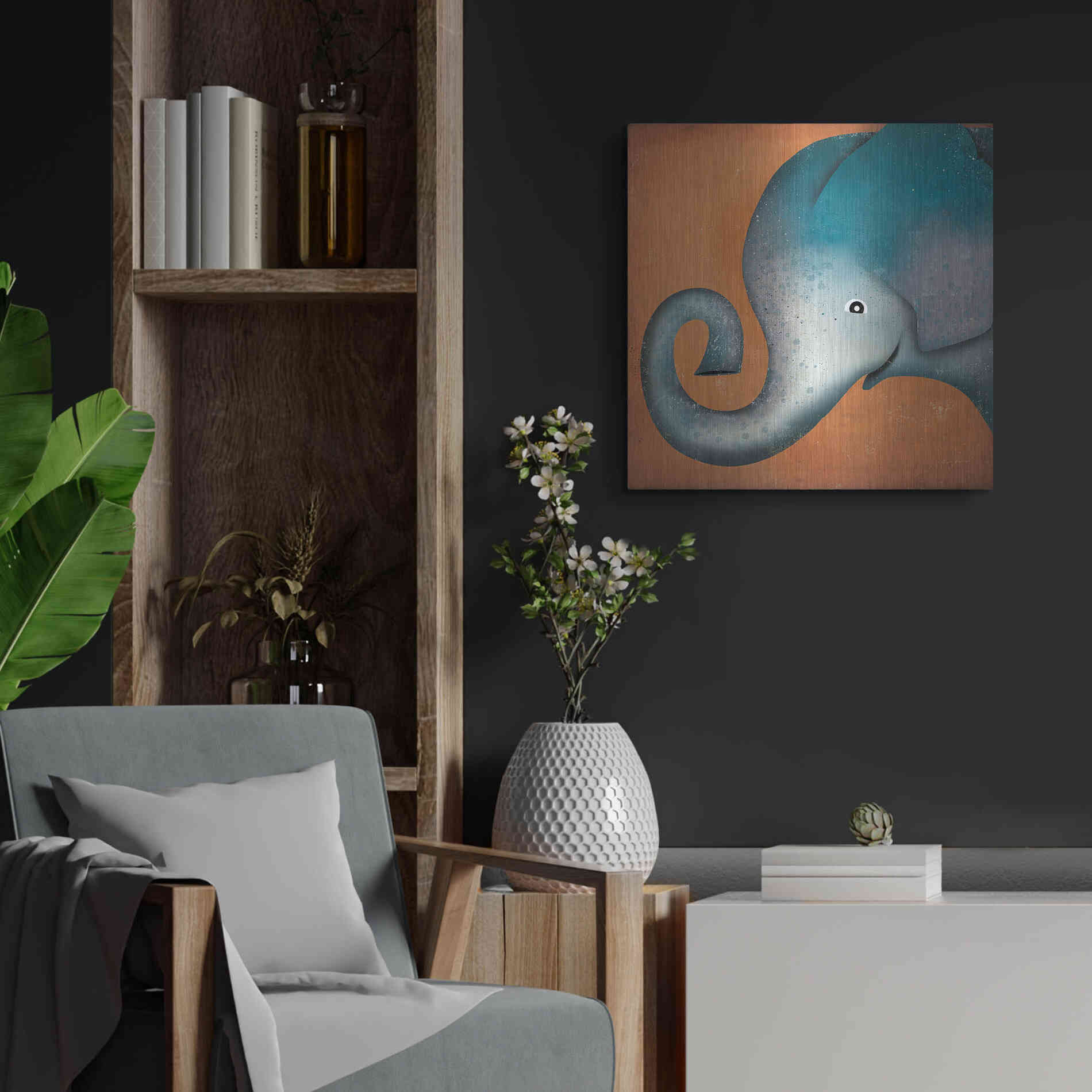 Luxe Metal Art 'Elephant Wow' by Ryan Fowler, Metal Wall Art,24x24