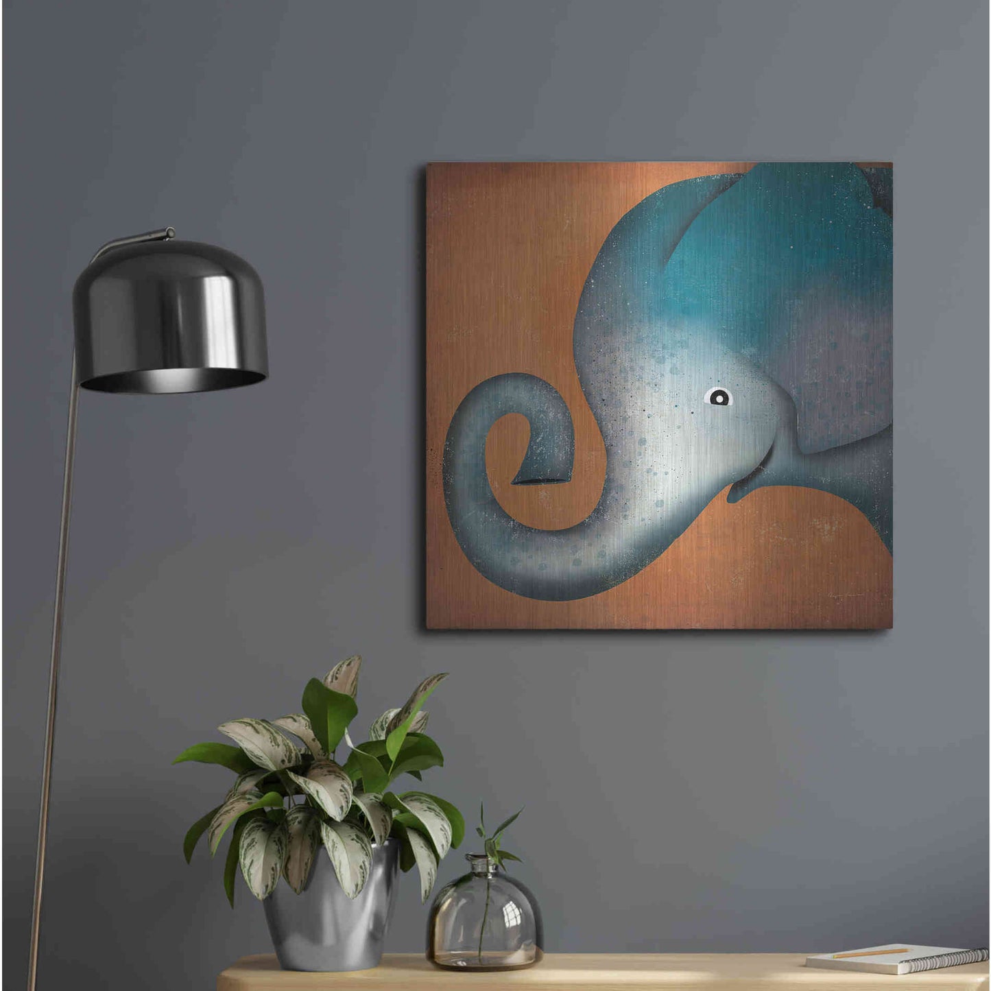 Luxe Metal Art 'Elephant Wow' by Ryan Fowler, Metal Wall Art,24x24