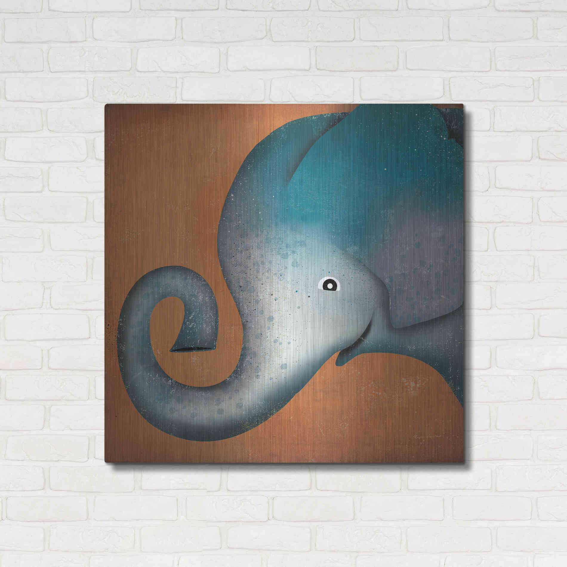 Luxe Metal Art 'Elephant Wow' by Ryan Fowler, Metal Wall Art,36x36