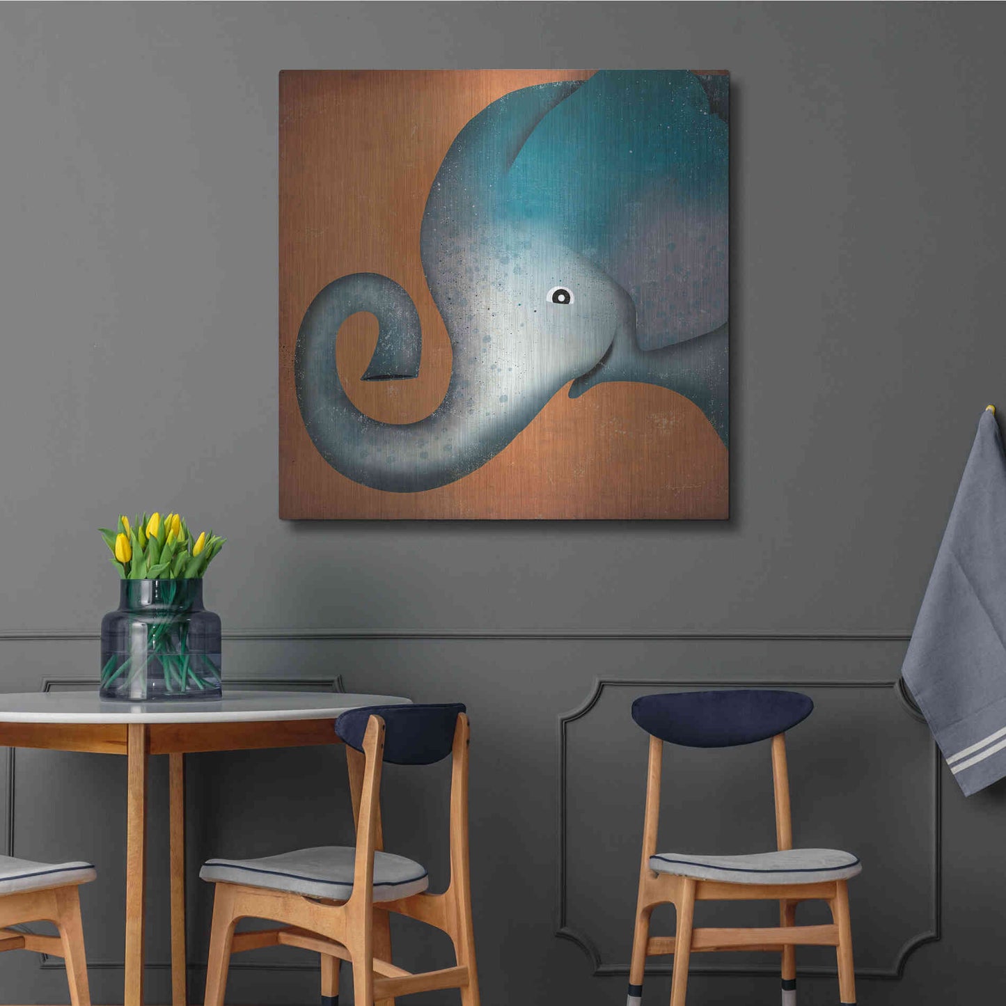 Luxe Metal Art 'Elephant Wow' by Ryan Fowler, Metal Wall Art,36x36