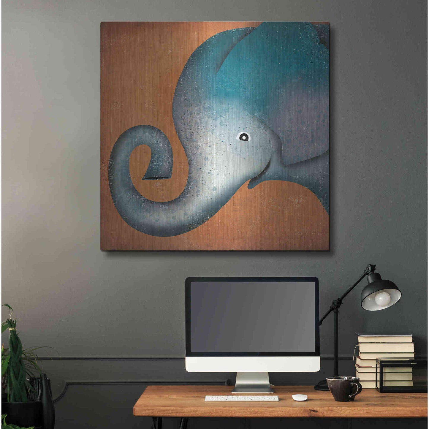 Luxe Metal Art 'Elephant Wow' by Ryan Fowler, Metal Wall Art,36x36