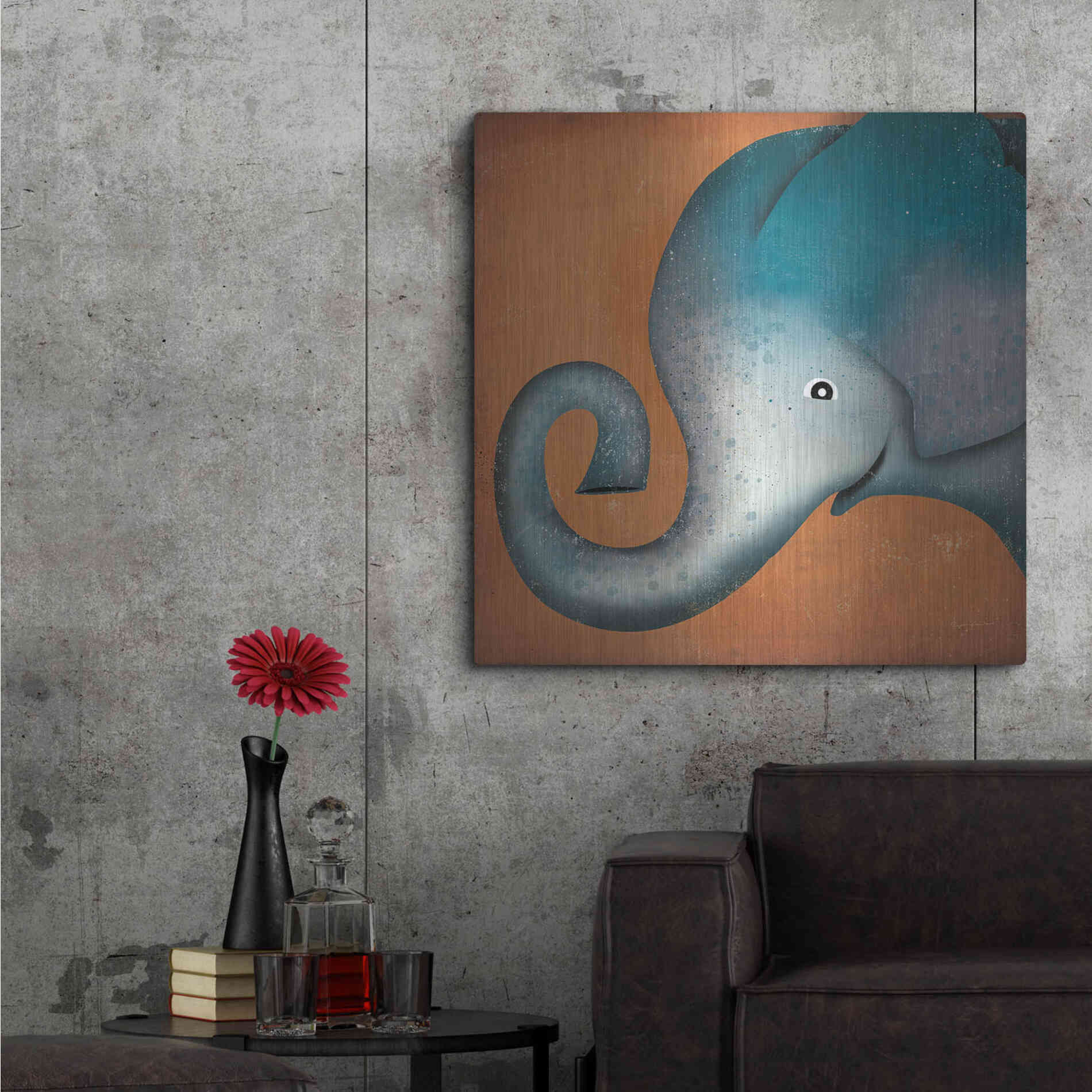 Luxe Metal Art 'Elephant Wow' by Ryan Fowler, Metal Wall Art,36x36