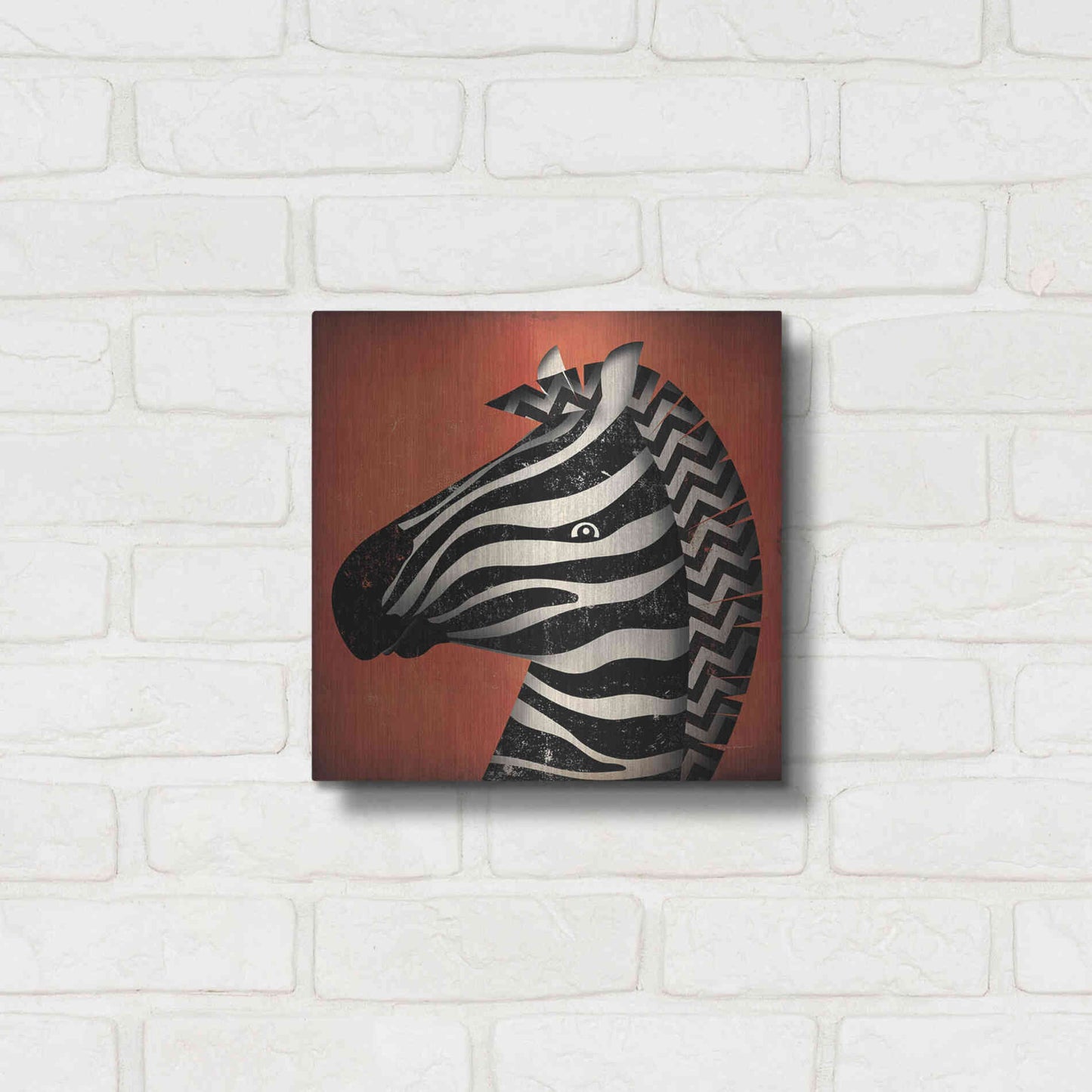 Luxe Metal Art 'Zebra Wow' by Ryan Fowler, Metal Wall Art,12x12