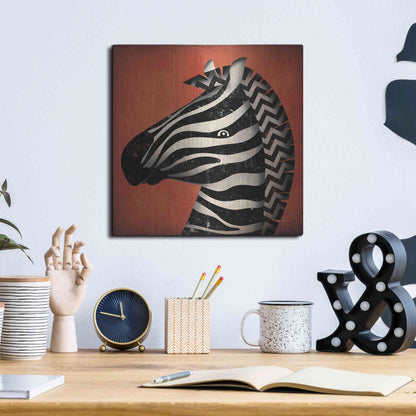 Luxe Metal Art 'Zebra Wow' by Ryan Fowler, Metal Wall Art,12x12