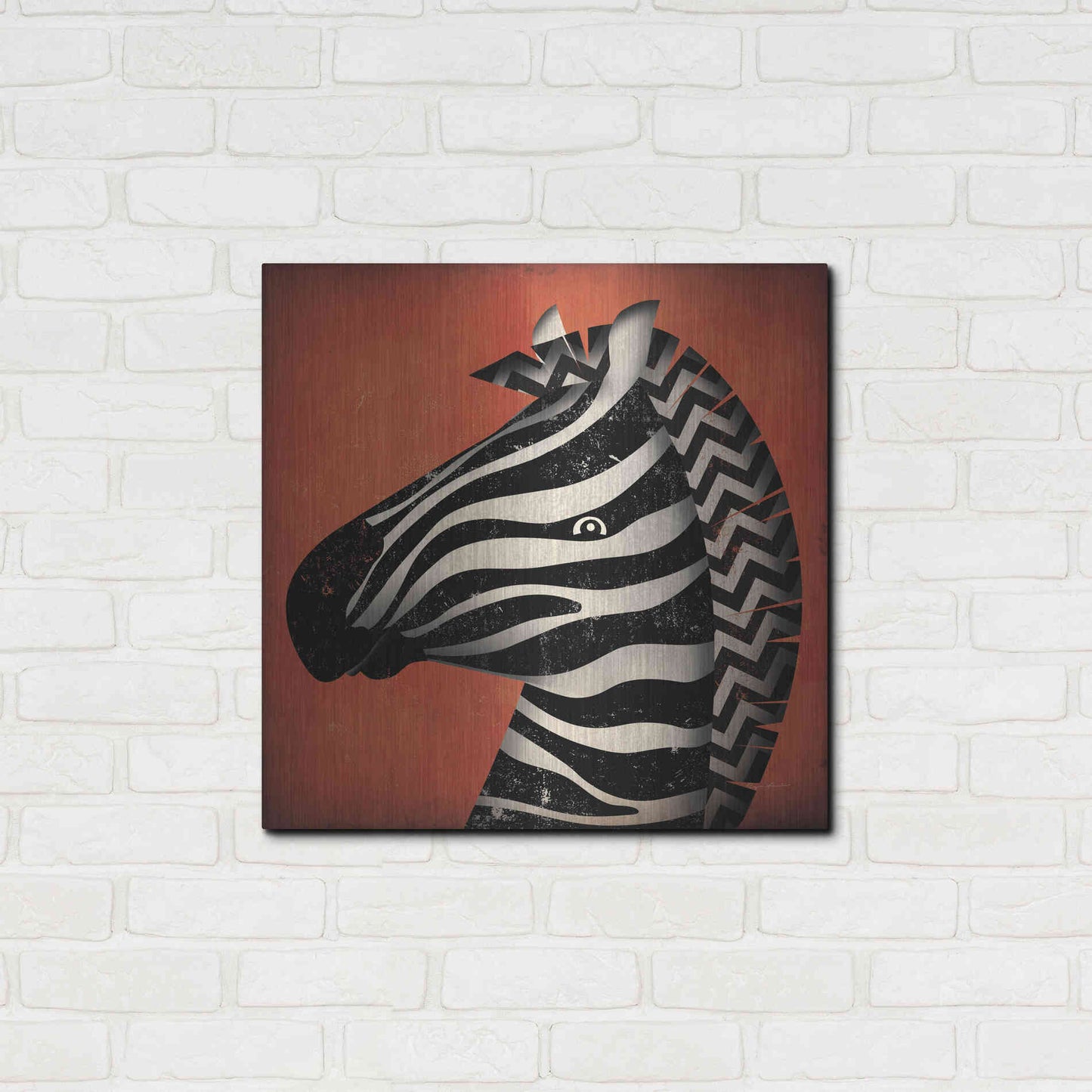 Luxe Metal Art 'Zebra Wow' by Ryan Fowler, Metal Wall Art,24x24