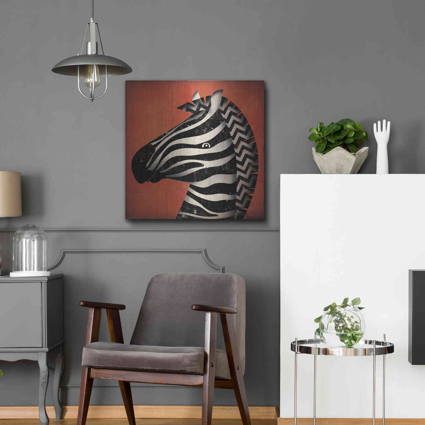 Luxe Metal Art 'Zebra Wow' by Ryan Fowler, Metal Wall Art,24x24
