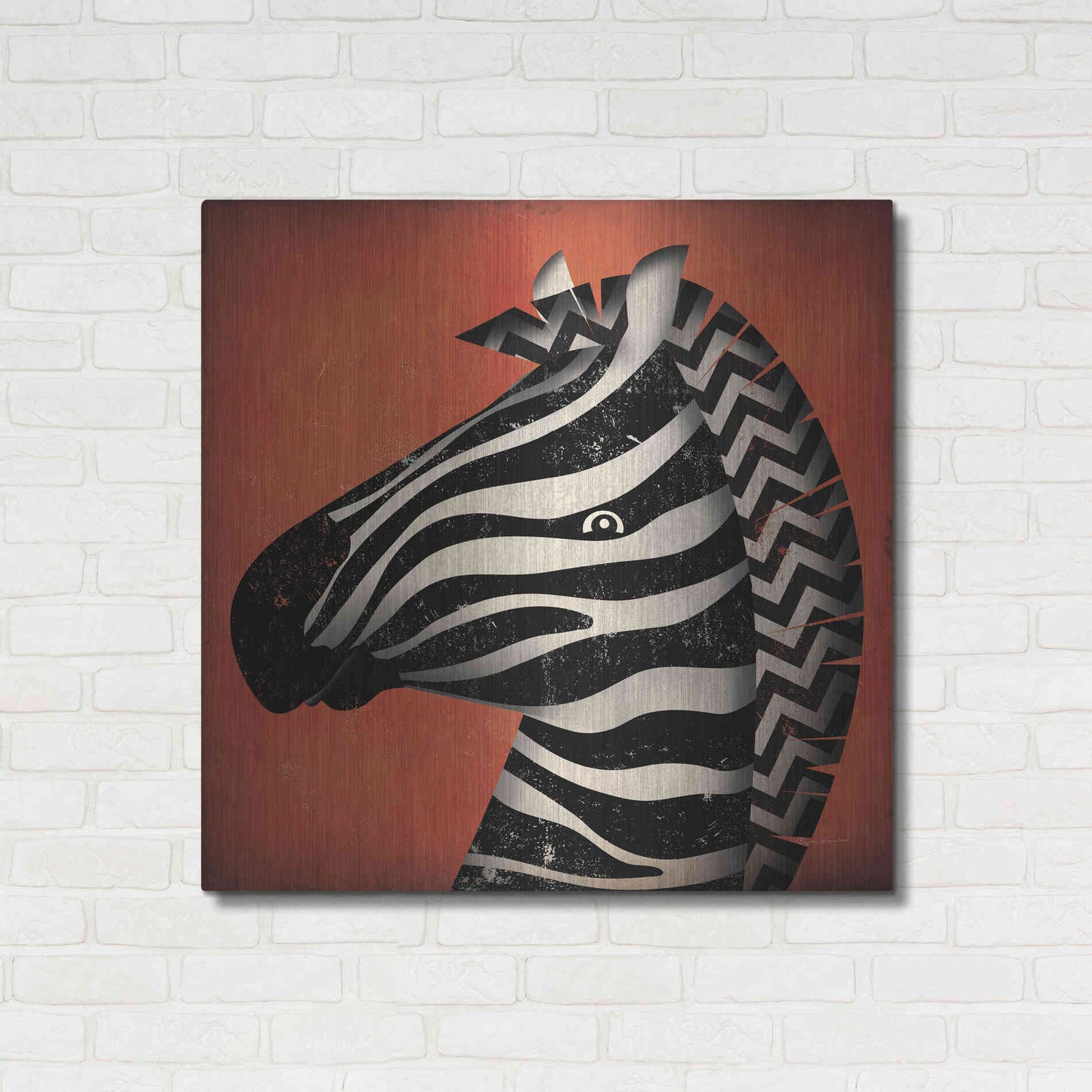 Luxe Metal Art 'Zebra Wow' by Ryan Fowler, Metal Wall Art,36x36
