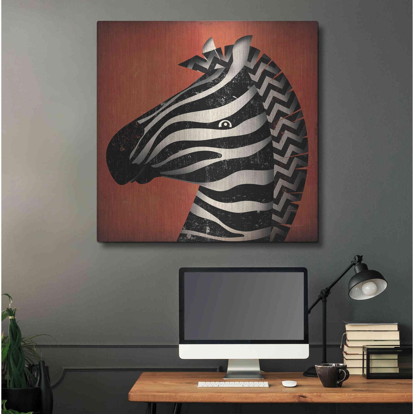 Luxe Metal Art 'Zebra Wow' by Ryan Fowler, Metal Wall Art,36x36