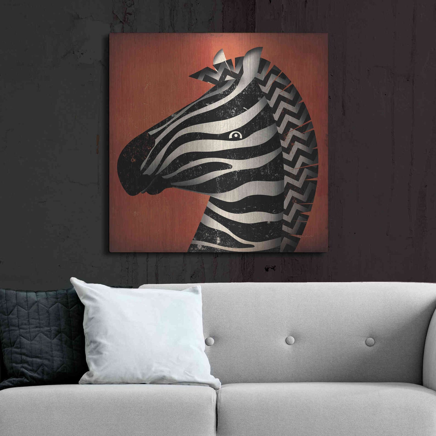 Luxe Metal Art 'Zebra Wow' by Ryan Fowler, Metal Wall Art,36x36