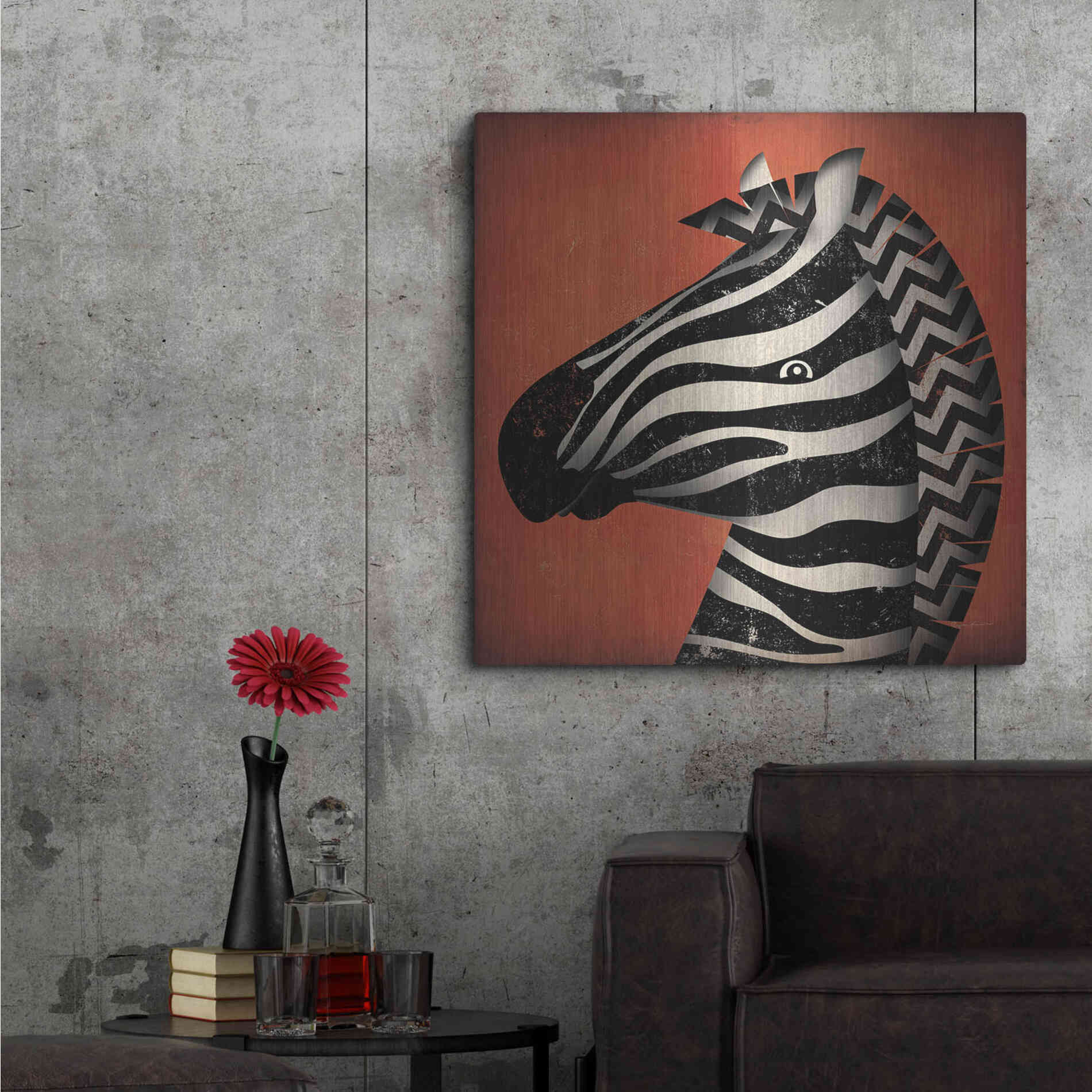 Luxe Metal Art 'Zebra Wow' by Ryan Fowler, Metal Wall Art,36x36