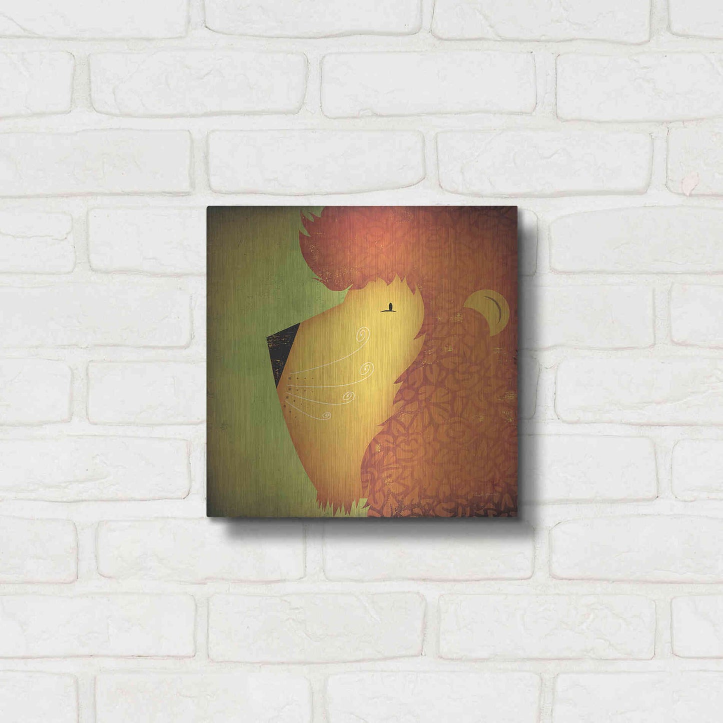 Luxe Metal Art 'Lion Wow' by Ryan Fowler, Metal Wall Art,12x12